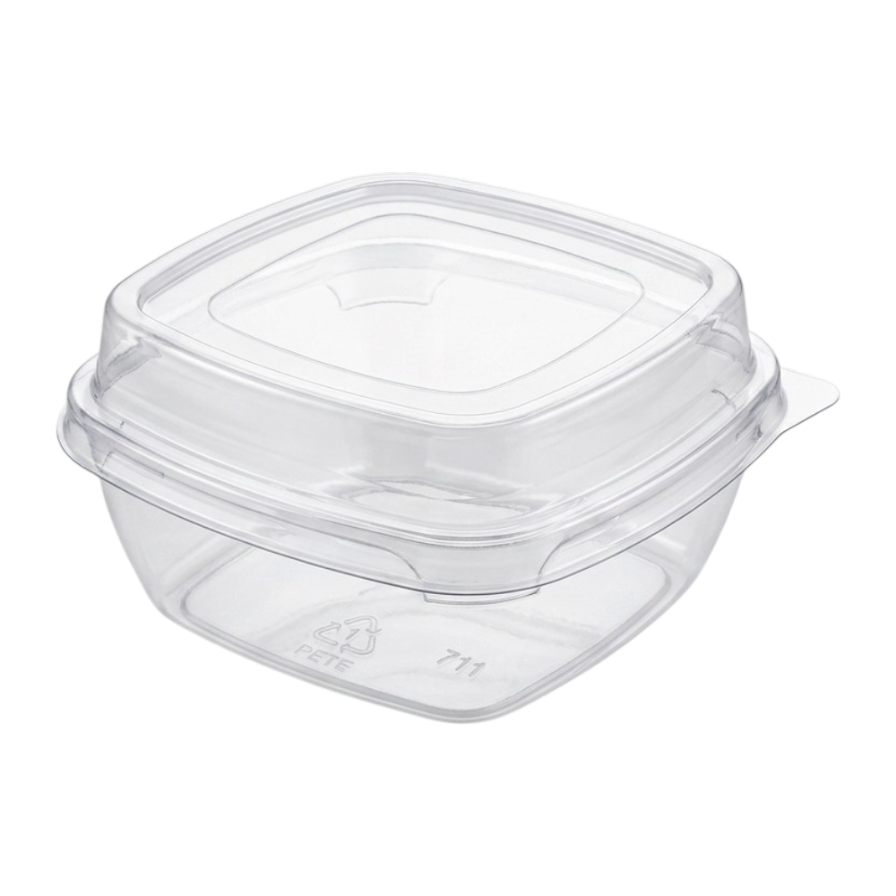 Bol pătrat pentru desert cu capac, transparent, 300 ml, 10,5 x 10,5 x 4,5 cm, (48 buc / set)