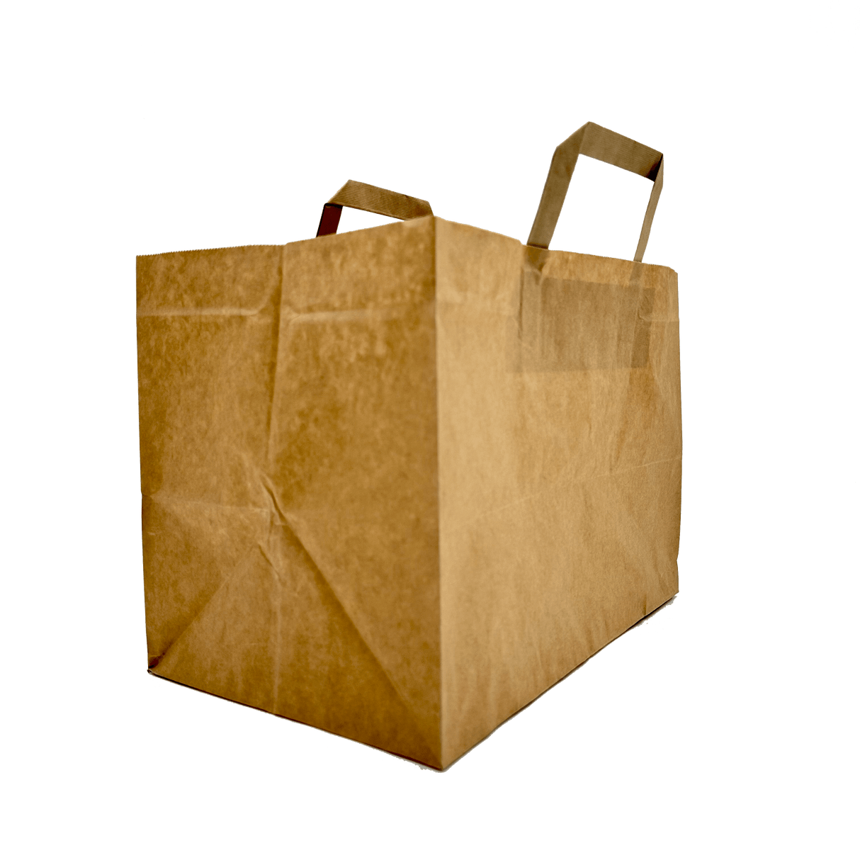 Sacoșă din hârtie, kraft natur, mâner tip bandă, 32x21x24cm