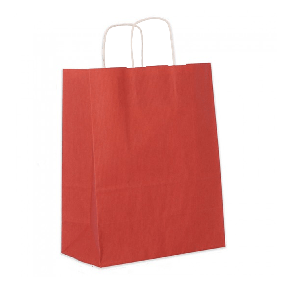 Sacoșă de hârtie roșie, cu mâner tip șnur, 25x11x32cm