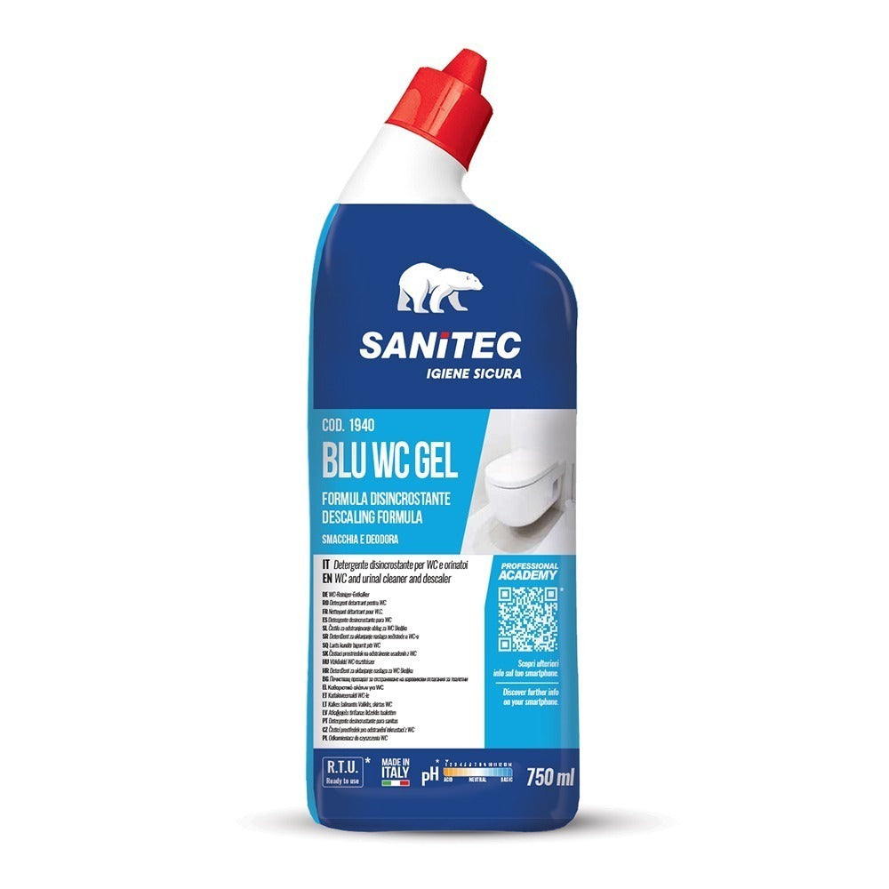 Detergent detartrant/anticalcar WC, Sanitec Blu WC Gel, 750ml