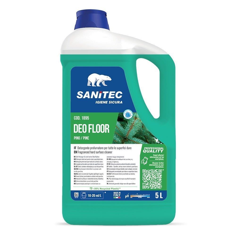 Detergent parfumat pardoseli, Sanitec Deo Floor, cu parfum de pin, 5L