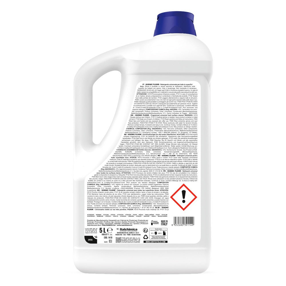 Detergent concentrat pardoseli, Sanitec Igienic Floor, mentă și lămâie, 5L