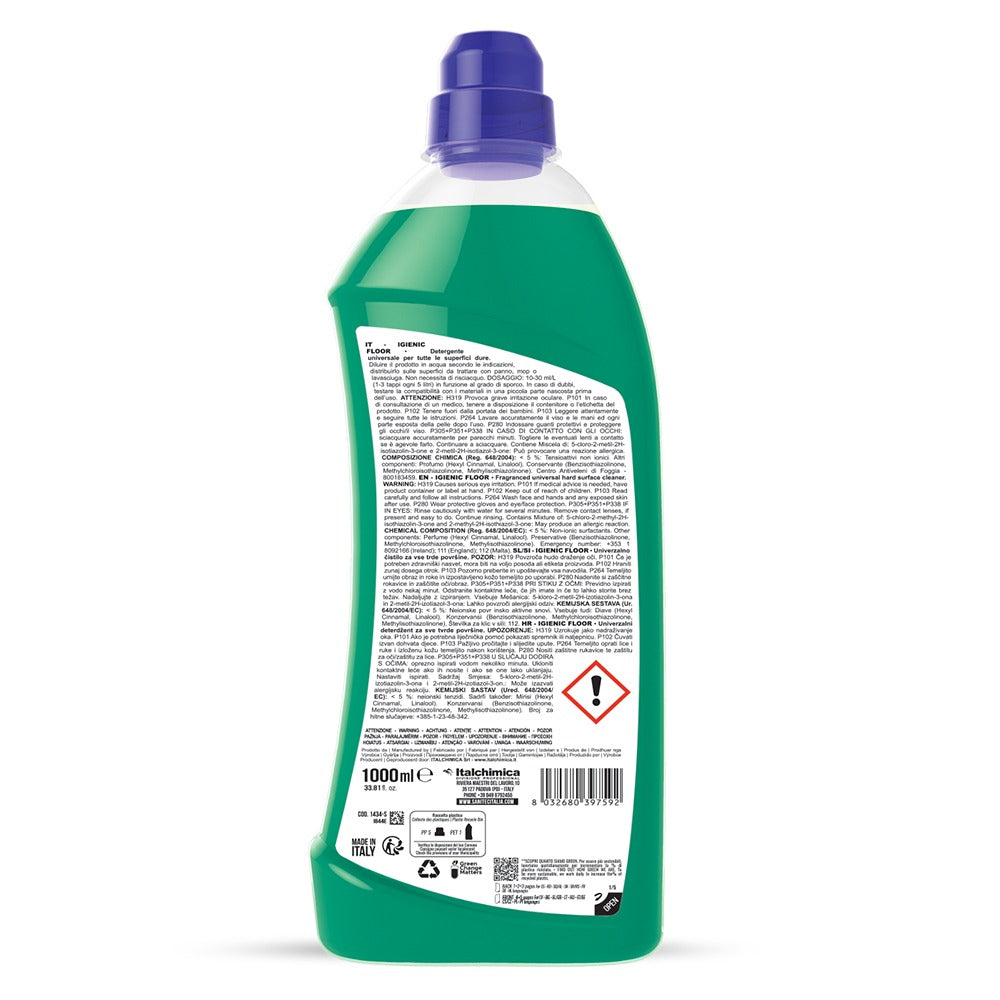 Detergent concentrat pardoseli, Sanitec Igienic Floor, măr verde, 1L