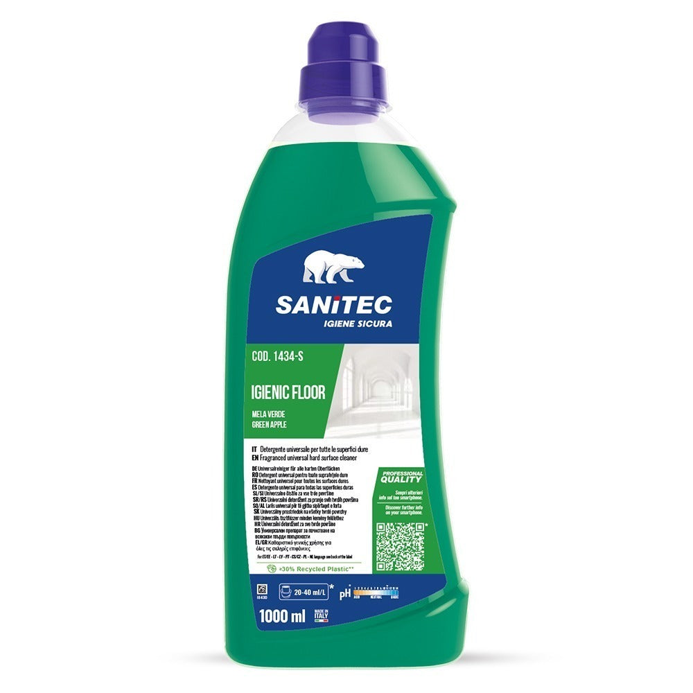 Detergent concentrat pardoseli, Sanitec Igienic Floor, măr verde, 1L