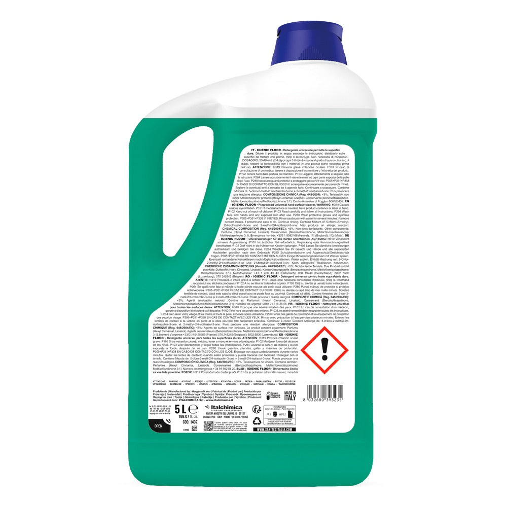 Detergent concentrat pardoseli, Sanitec Igienic Floor, măr verde, 5L