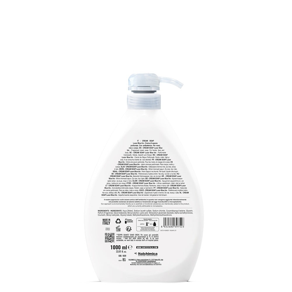 Săpun lichid igienizant parfumat, Sanitec Cream Soap Luxor Blue Iris, 1L