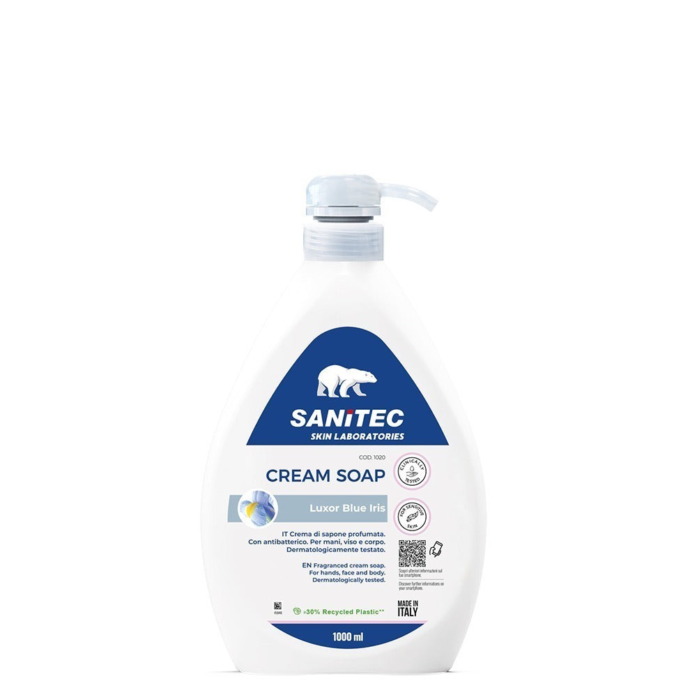 Săpun lichid igienizant parfumat, Sanitec Cream Soap Luxor Blue Iris, 1L