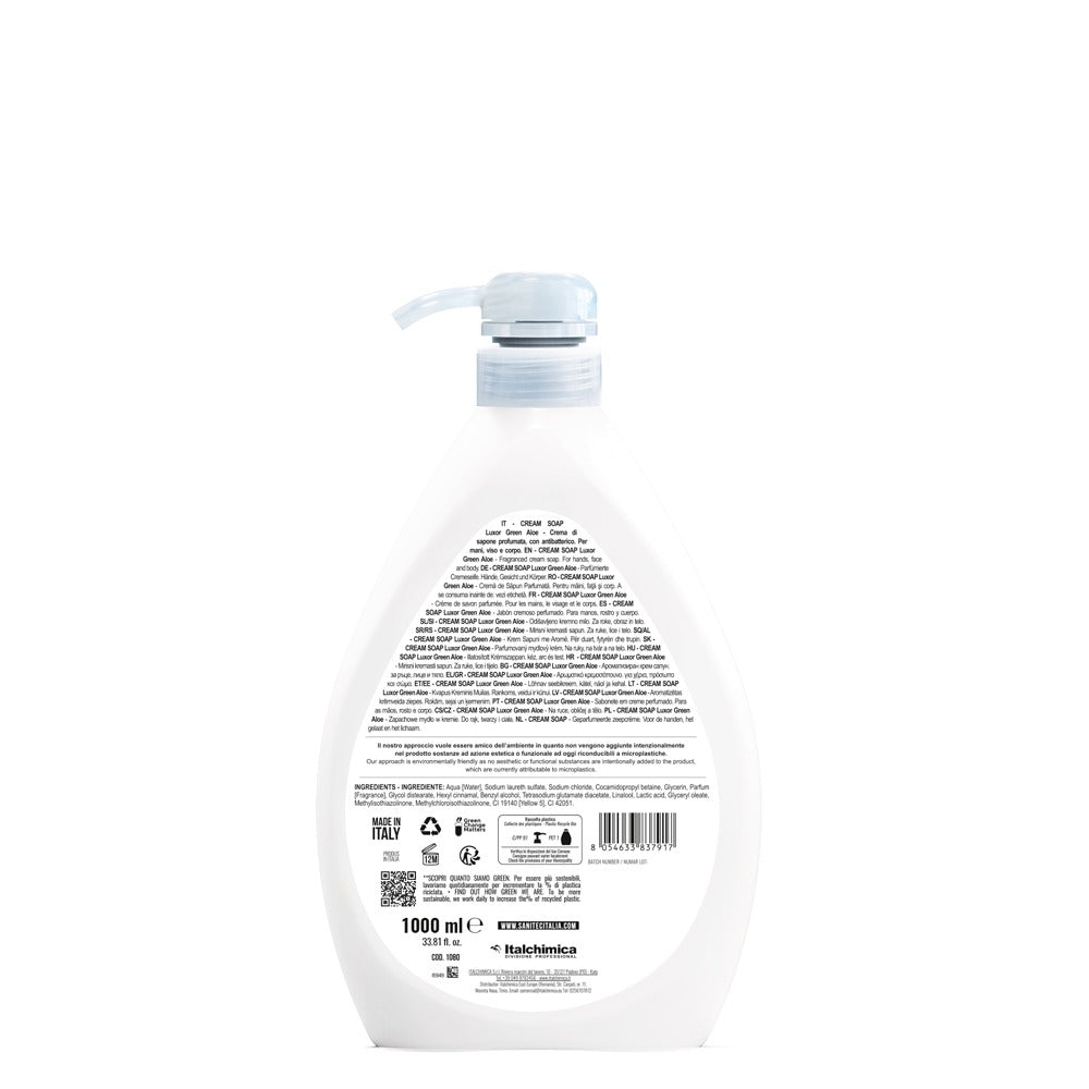Săpun lichid igienizant parfumat, Sanitec Cream Soap Luxor Aloe Vera, 1L
