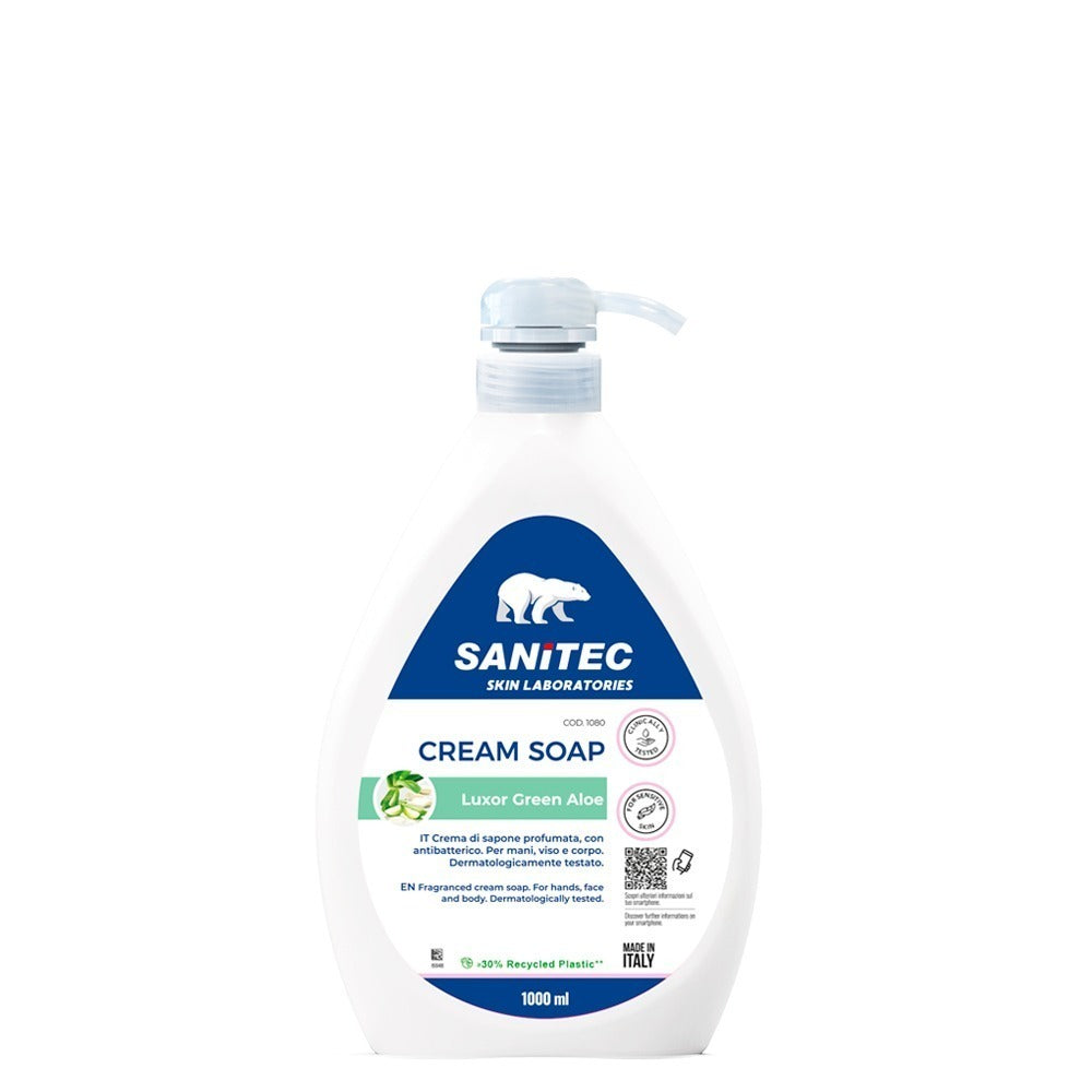 Săpun lichid igienizant parfumat, Sanitec Cream Soap Luxor Aloe Vera, 1L