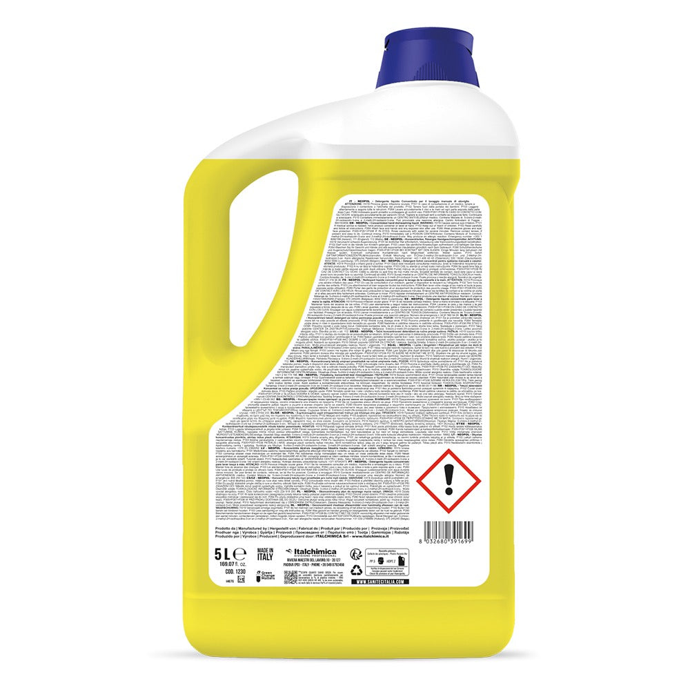 Detergent de vase manual, Sanitec Neopol, cu parfum de citrice, 5L