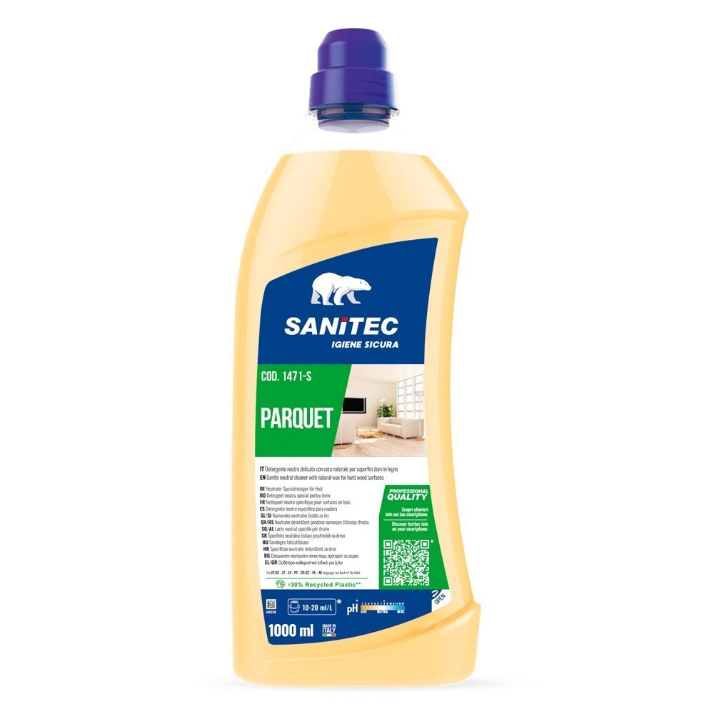 Detergent concentrat cu ceară naturală pentru suprafețe din lemn, Sanitec Parquet, 1L