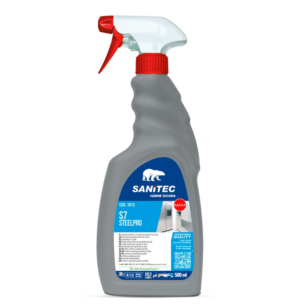 Soluție pentru lustruirea suprafețelor din oțel, Sanitec S7 Steel Pro, 500ml