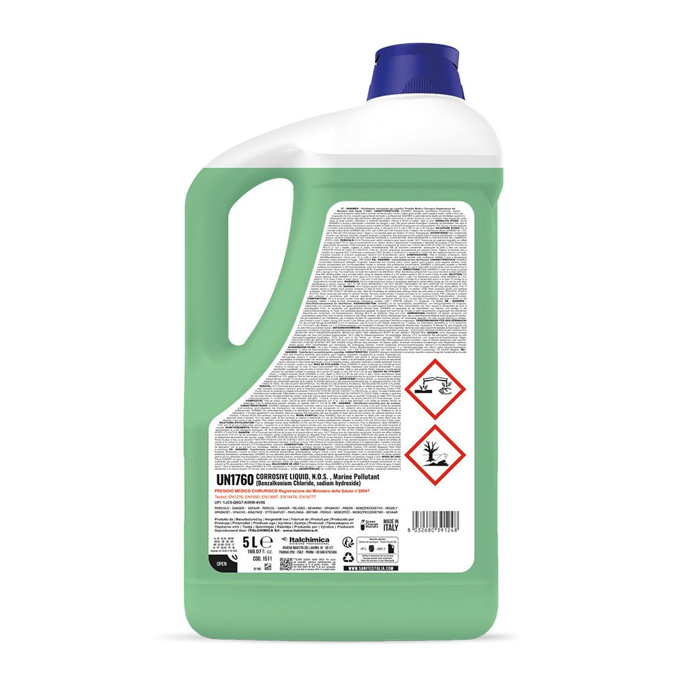Detergent dezinfectant concentrat pentru suprafețe și echipamente, Sanitec Sanimed, cu aviz biocid MS, 5L