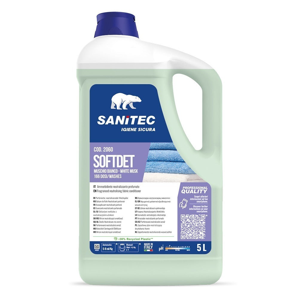 Balsam de rufe neutralizant, Sanitec SoftDet BluOrchid, cu parfum de mosc alb, 5L