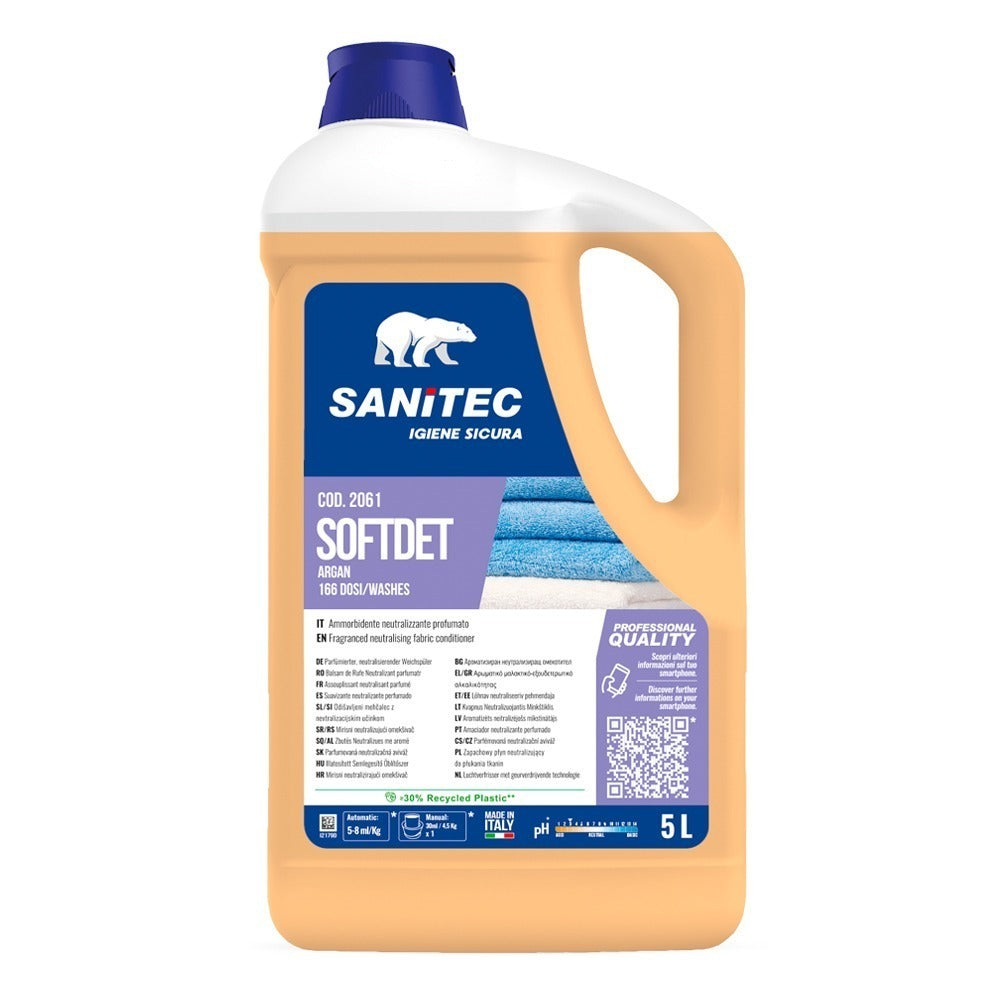 Balsam de rufe neutralizant, Sanitec SoftDet, cu parfum de argan, 5L