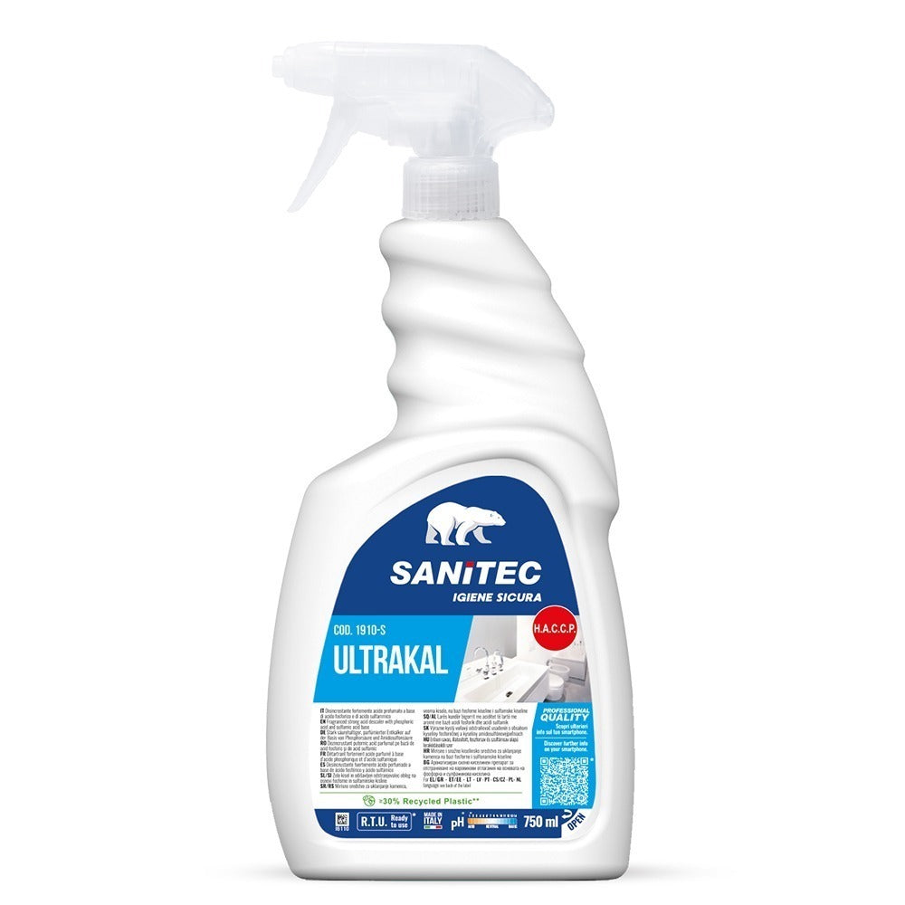 Soluție detartrant/anticalcar pe bază de acid fosforic și sulfamic, Sanitec Ultrakal, 750ml