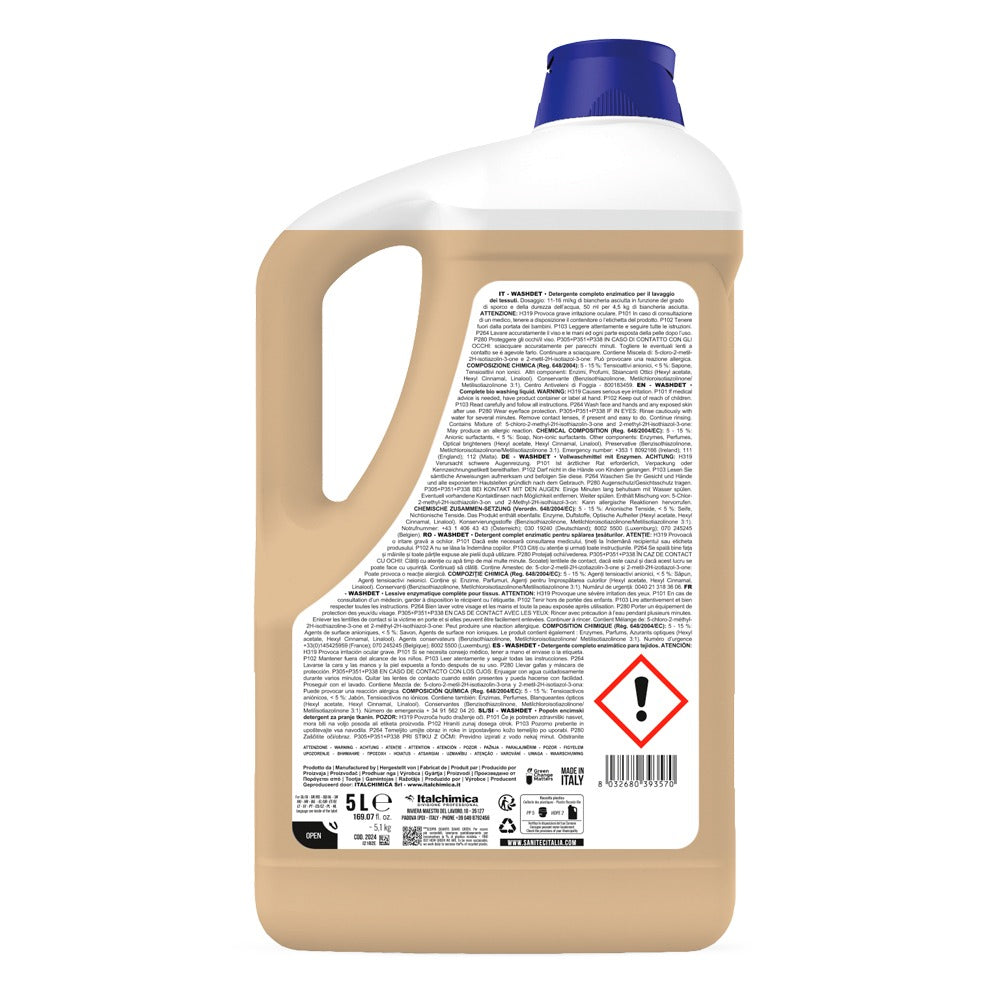 Detergent de rufe universal enzimatic, Sanitec WashDet, cu parfum de argan, 5L