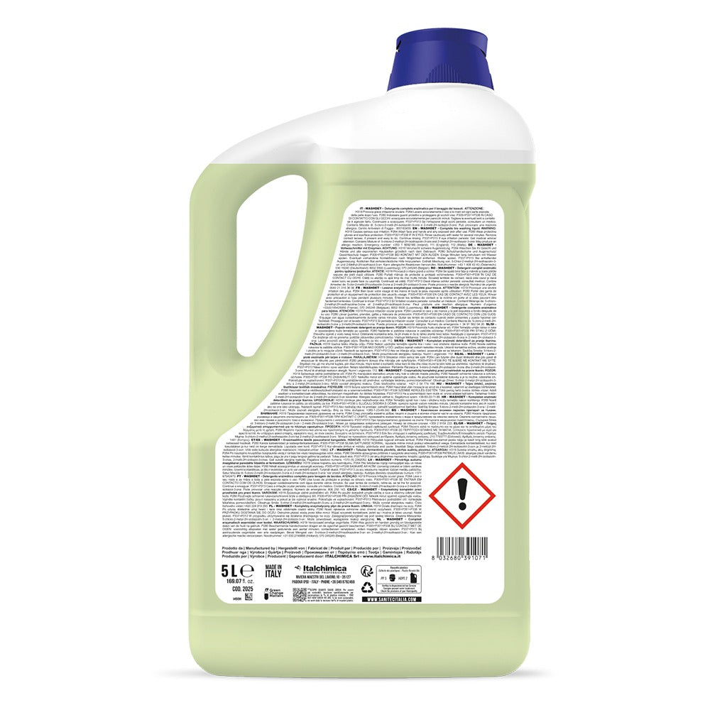 Detergent de rufe universal enzimatic, Sanitec WashDet BluOrchid, cu parfum de mosc alb, 5L