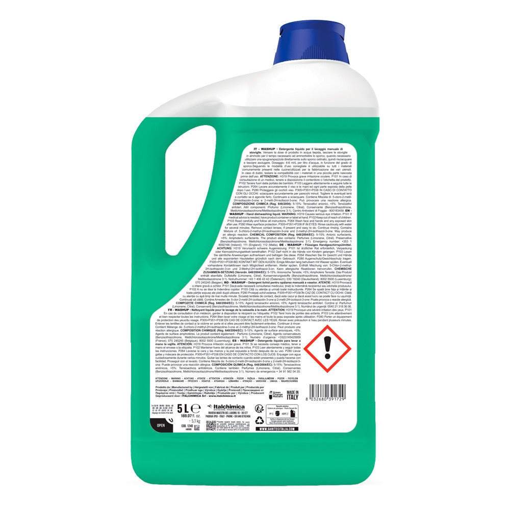 Detergent de vase manual, Sanitec Washup, cu parfum de lămâie, 5L