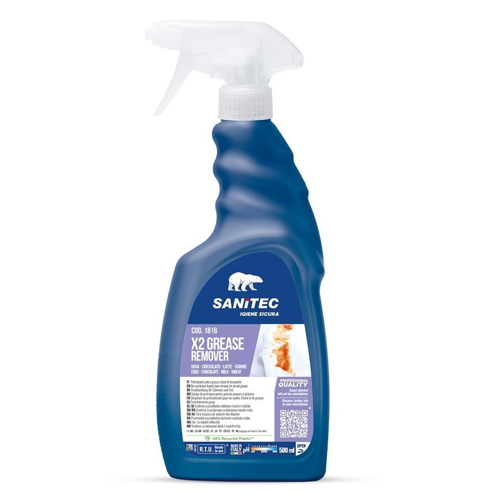 Soluție pretratare pete proteice și de grăsime, Sanitec X2 Grease Remover, 500ml