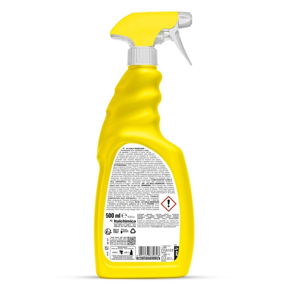 Soluție pretratare pete de vopsea, cerneală, ulei, ceară, cosmetice, Sanitec X3 Solv Remover, 500ml