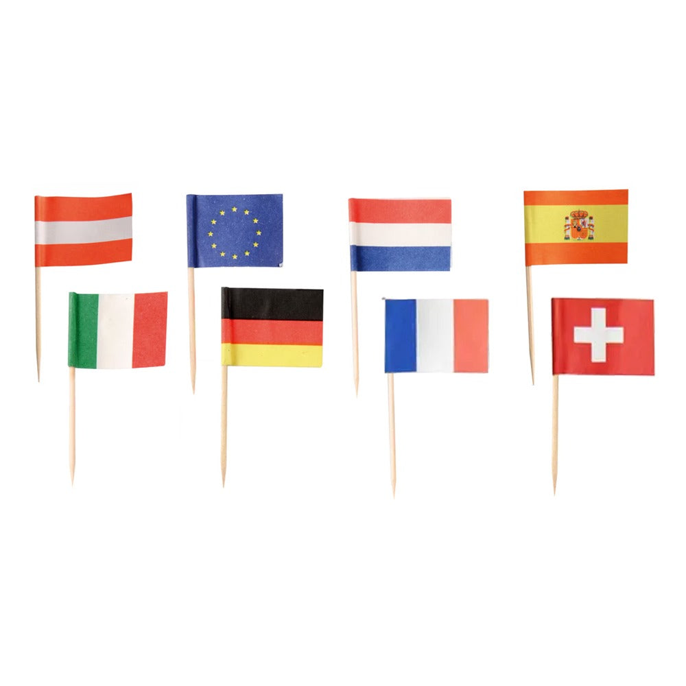 Scobitori decorative steag, 8cm, 50 bucăți/set