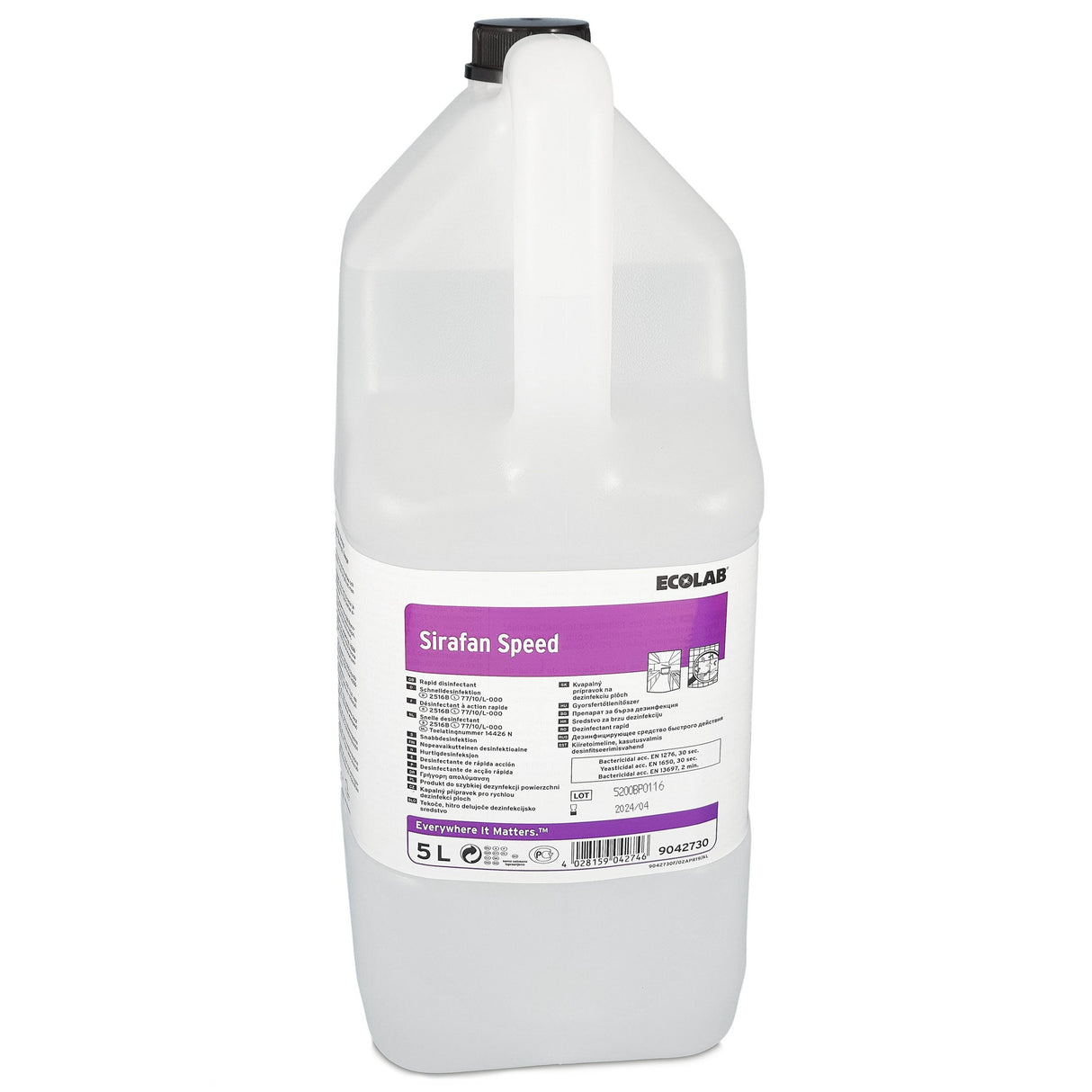 Dezinfectant rapid pentru suprafețe care intră în contact cu alimente, Ecolab Sirafan Speed, cu aviz biocid MS, 5L