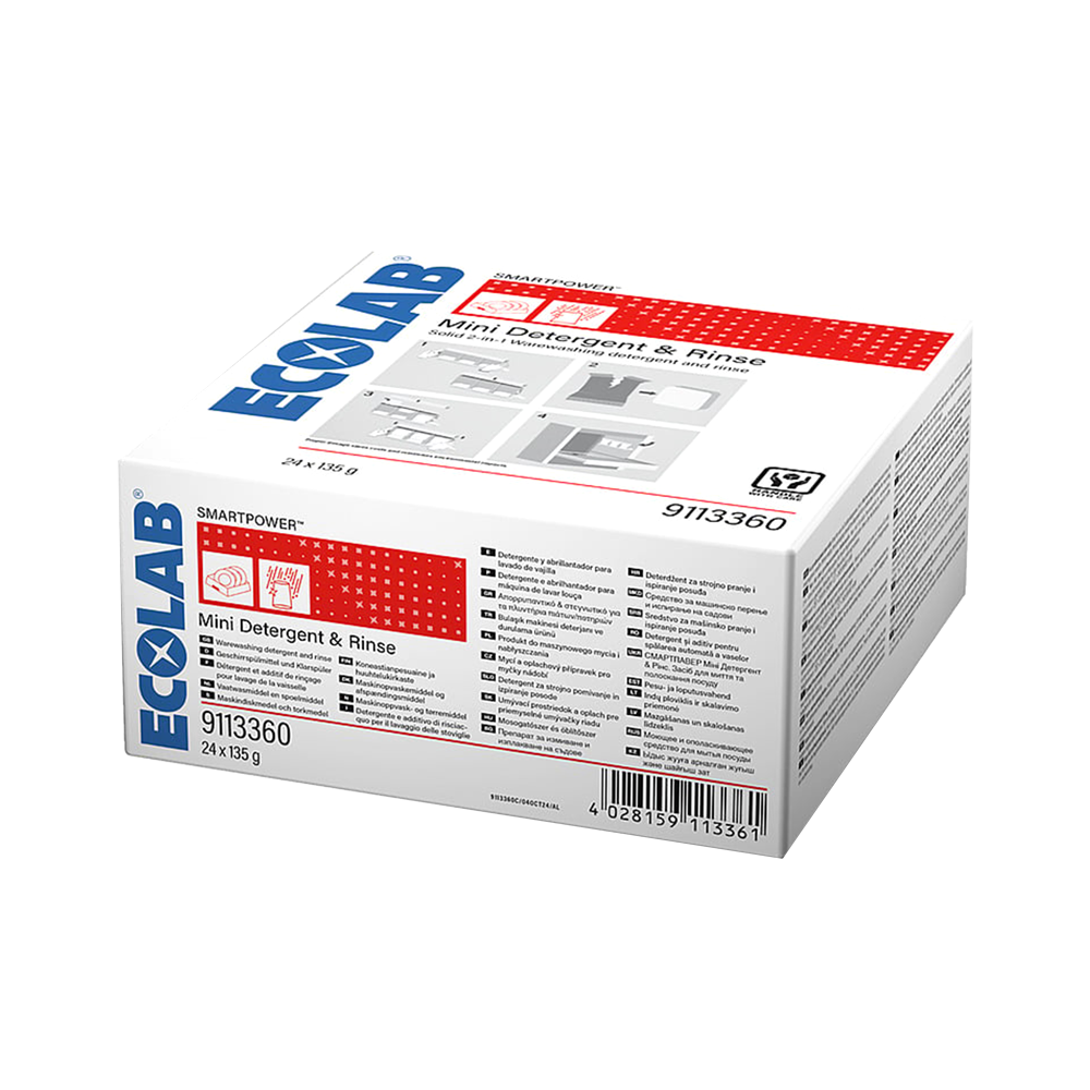 SMARTPOWER Ecolab 2-în-1 mini tablete de detergent și aditiv pentru mașina de spălat vase (24 buc./cutie)