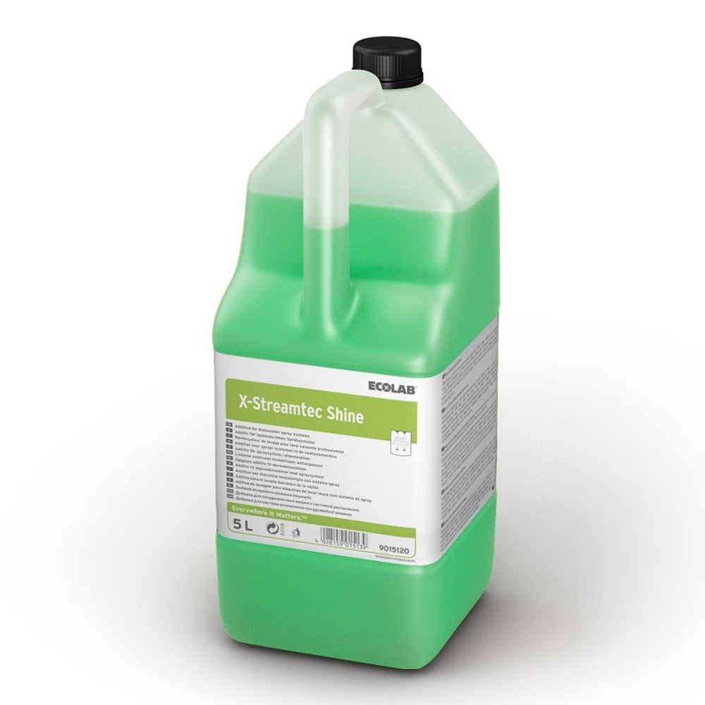 Ecolab X-Streamtec Shine, aditiv special pentru mașinile profesionale de spălat vase tip tunel, 5L