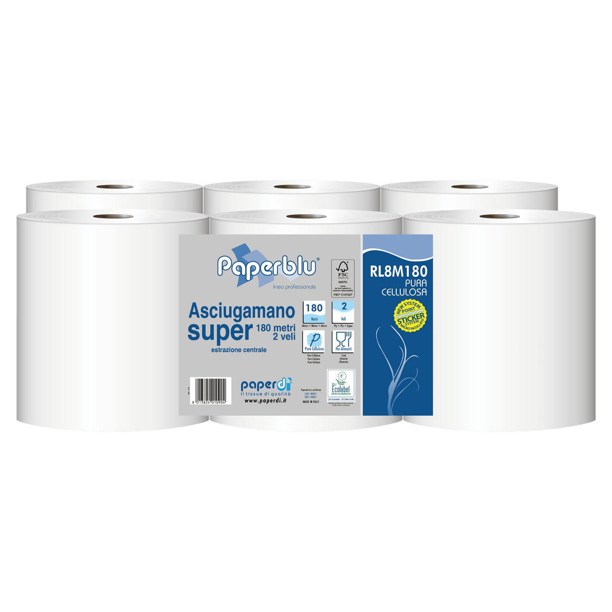 Rolă prosop hârtie, Paperdi Reflex, 2 straturi, 180m