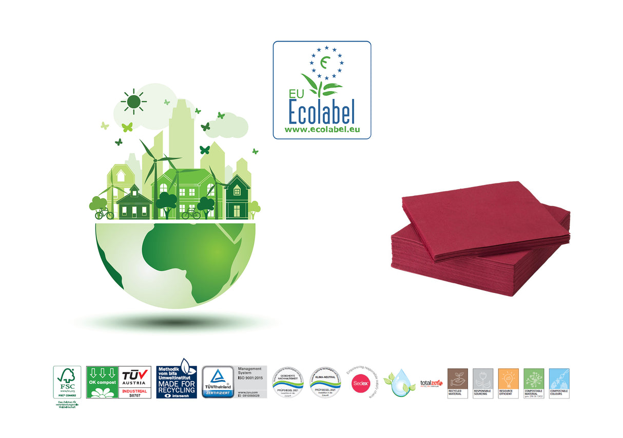 Servetele Mank Tissue,roz violet , 33x33 cm, pliat in 8, ecologice, biodegradabile, (100buc/set)