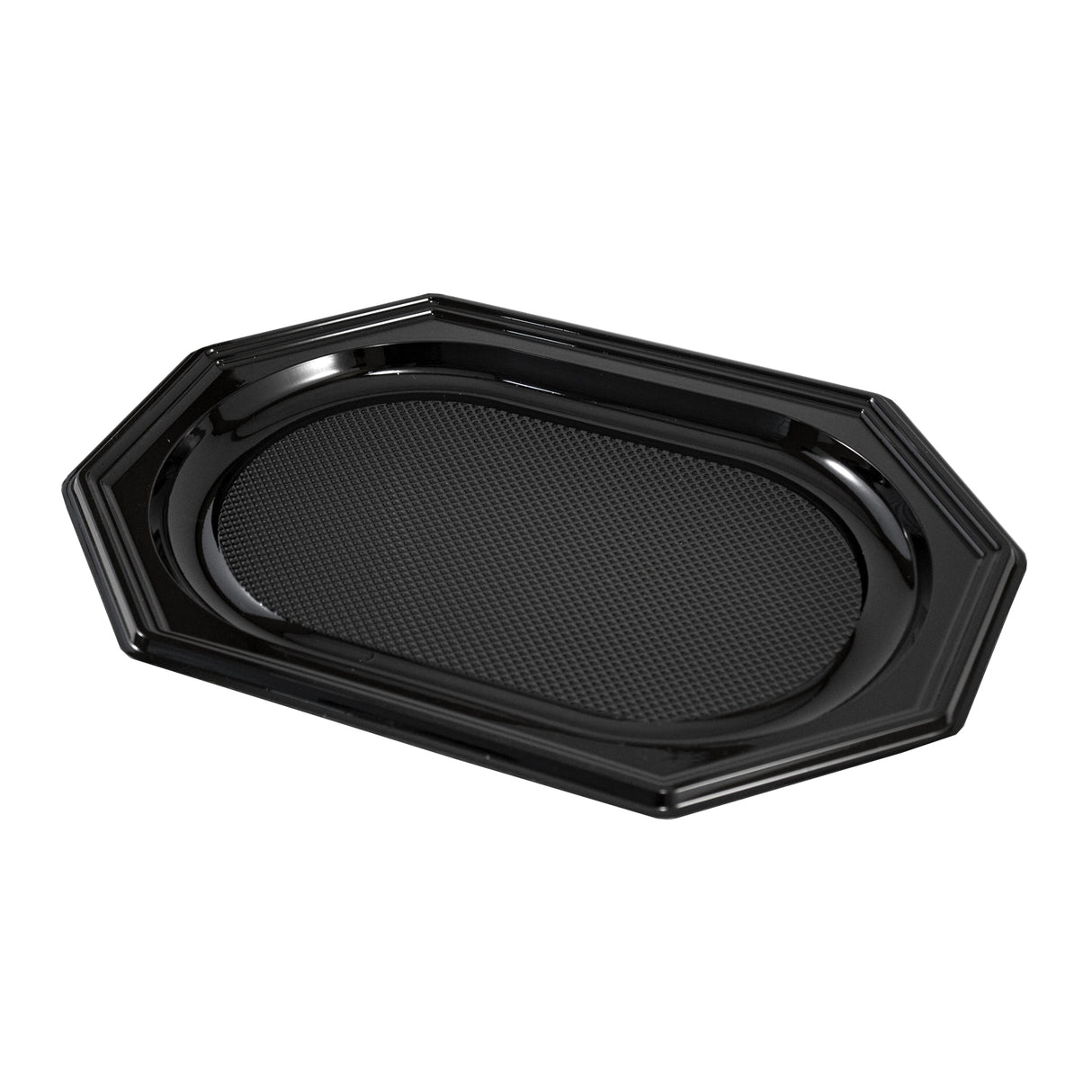 Platou pentru aperitiv, oval, negru, cu capac transparent, 34x25 cm, 10 bucăți/ set