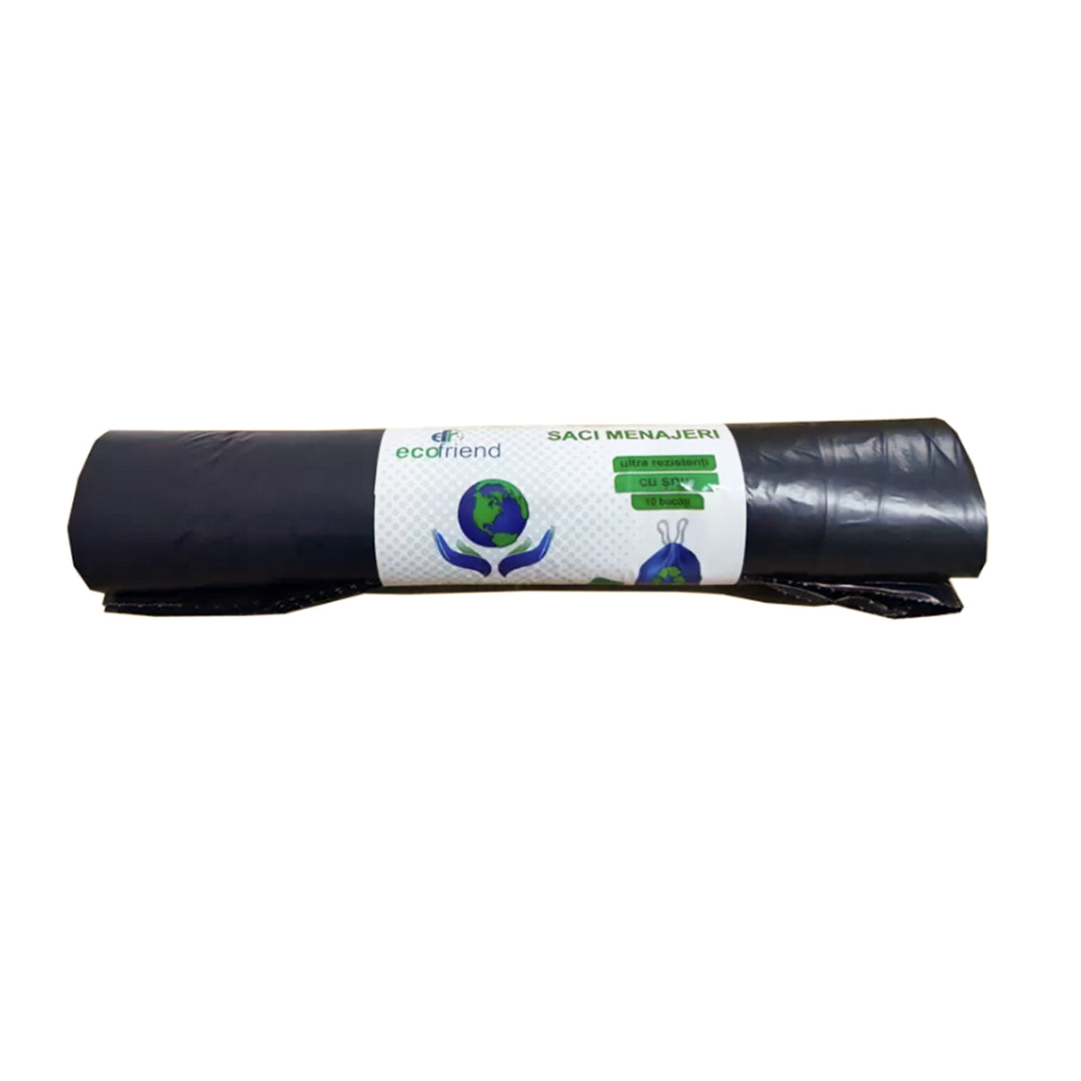 Saci menajeri negru cu snur, Ecofriend, 120 L, (10buc/rolă)