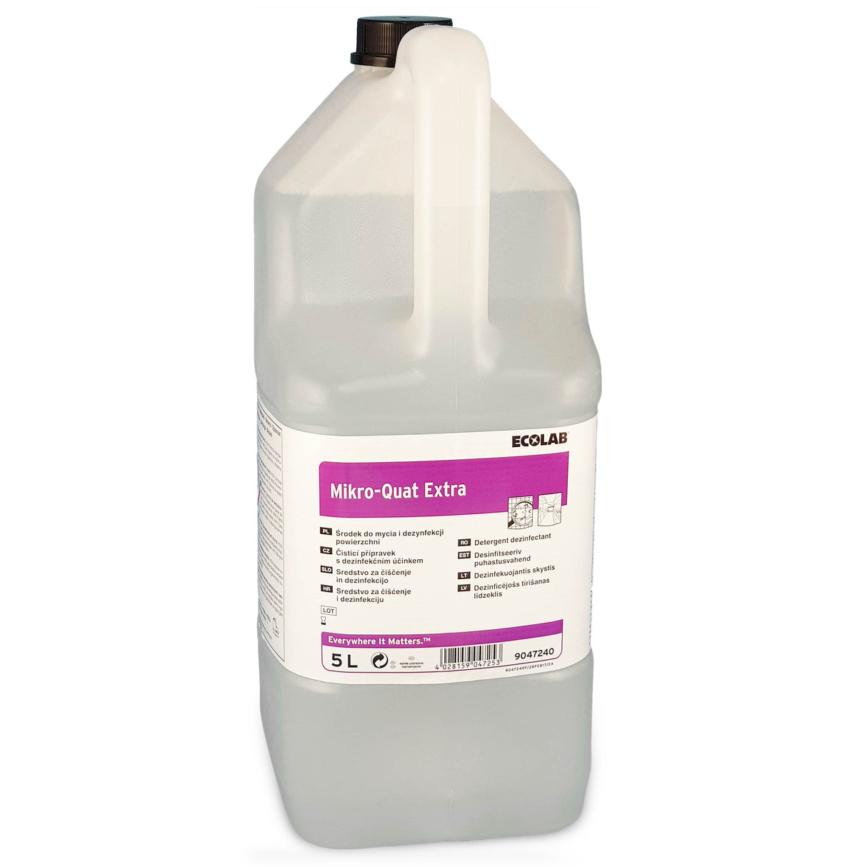 Ecolab Mikro-Quat Extra, detergent dezinfectant pentru zonele de procesare a alimentelor, cu aviz biocid MS, 5L