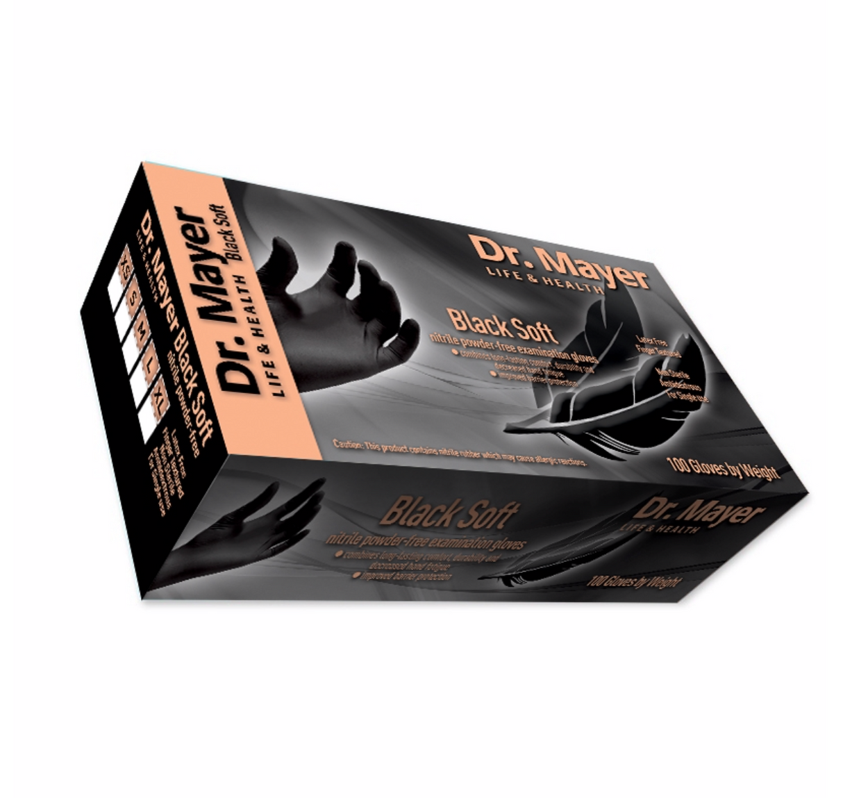 Manusi nitril negre rezistente fara pudra ,marime M ,Black SOFT DR. MAYER Cutie manusi de unica folosinta, (100buc/cut)