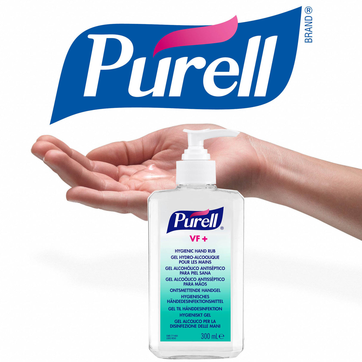 Gel antibacterian dezinfectant PURELL 300ml cu pompita si aviz biocid de la MS (Ministerul Sanatatii)