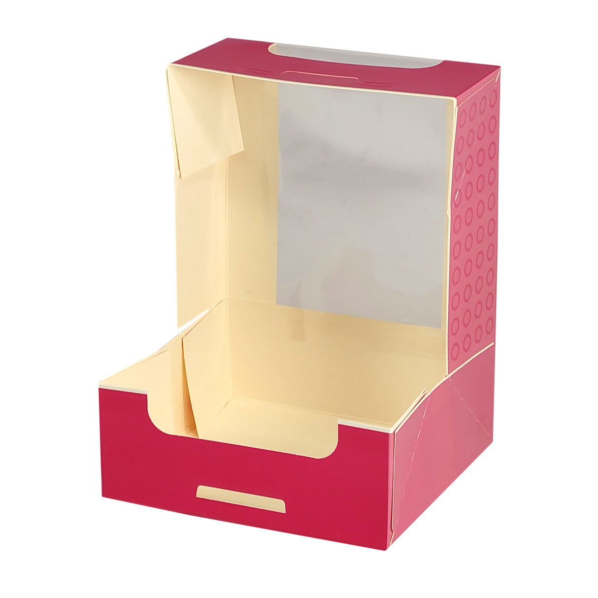 Cutie pentru prăjituri, HAUTE VISION, cu fereastră, roz, 13x12x5 cm