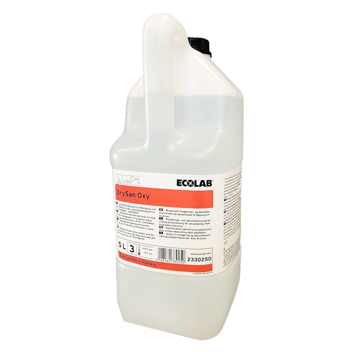 Ecolab Drysan Oxy, detergent dezinfectant lichid suprafețe, fără clătire, cu aviz biocid MS, 5L