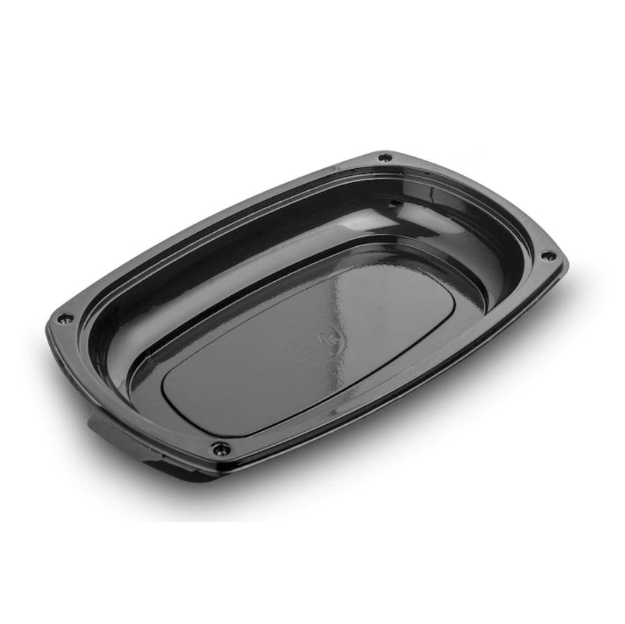 Platou pentru aperitiv, oval, negru, cu capac transparent, 29.5x19x4cm