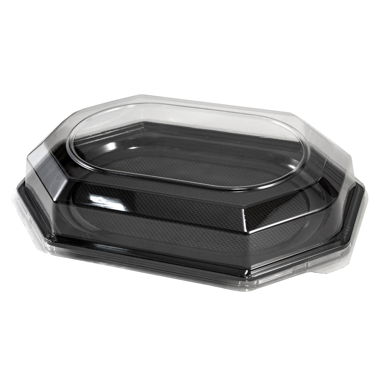 Platou pentru aperitiv, oval, negru, cu capac transparent, 34x25 cm, 10 bucăți/ set