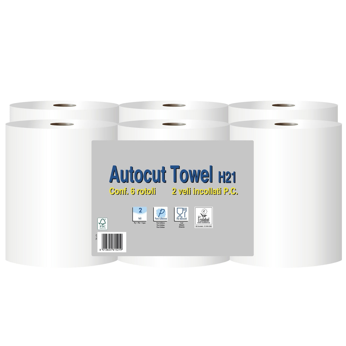 Paperdi, prosop rola autocut, 6 role, 2 straturi, 130m, compatibila cu dispenser prosop matic TORK