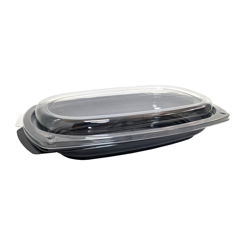 Platou pentru aperitiv, oval, negru, cu capac transparent, 29.5x19x4cm