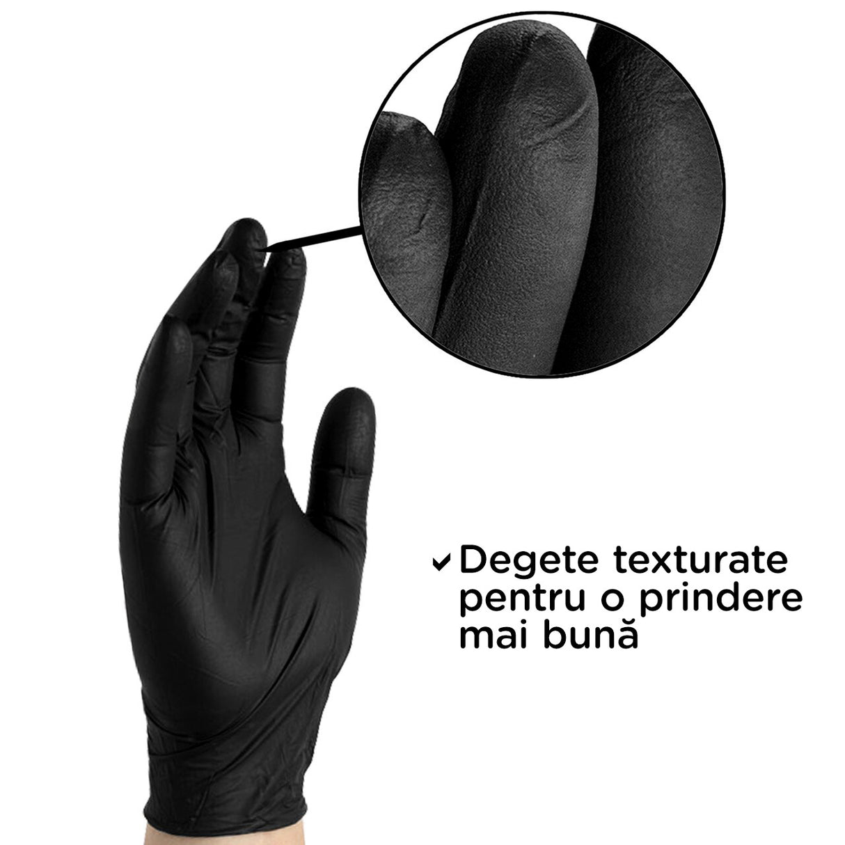 Manusi nitril negre super rezistente fara pudra Black SPADES DR. MAYER marimea S, de unica folosinta, (100buc/set)