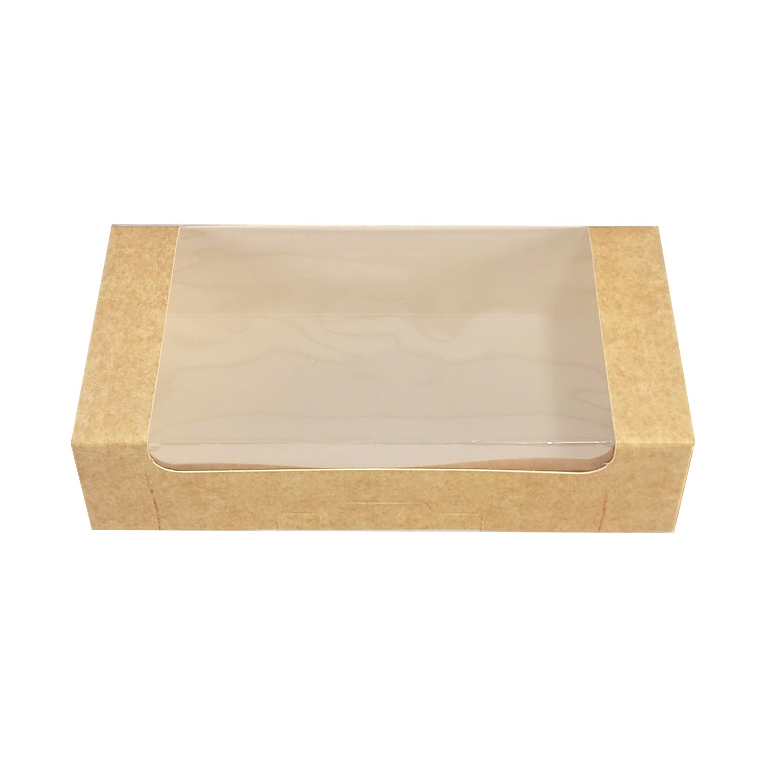 Cutie pentru prajituri, kraft, cu fereastra transparenta, 20x10.5x5cm