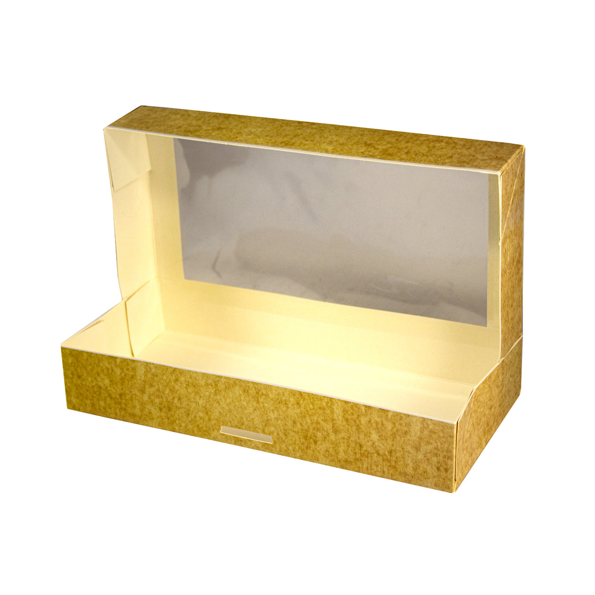 Cutie pentru prăjituri, kraft natural, cu fereastră, 32x14x5 cm