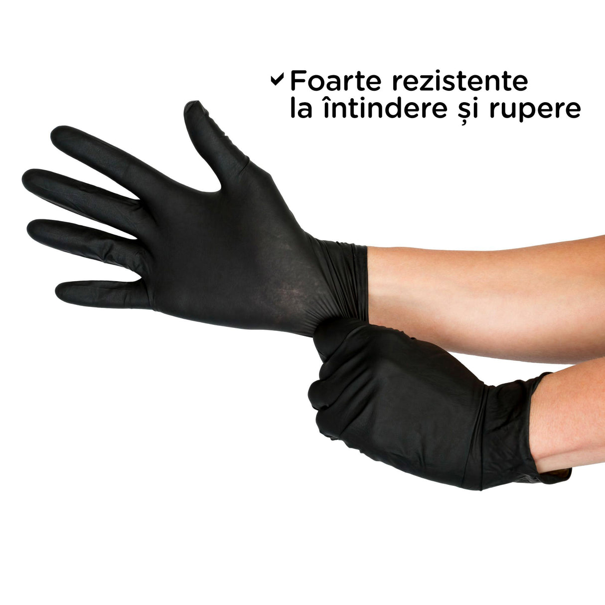 Manusi nitril negre super rezistente fara pudra Black SPADES DR. MAYER marimea S, de unica folosinta, (100buc/set)