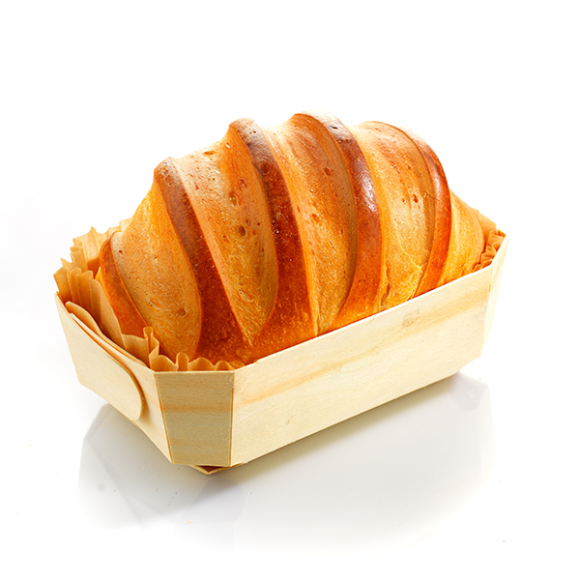 Forma pentru copt cozonac, din lemn cu foita, 18,5x11,5x6 cm, 350g