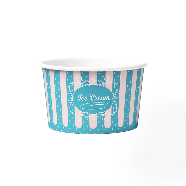 Cupă de înghețată din carton cu design de tip gelaterie