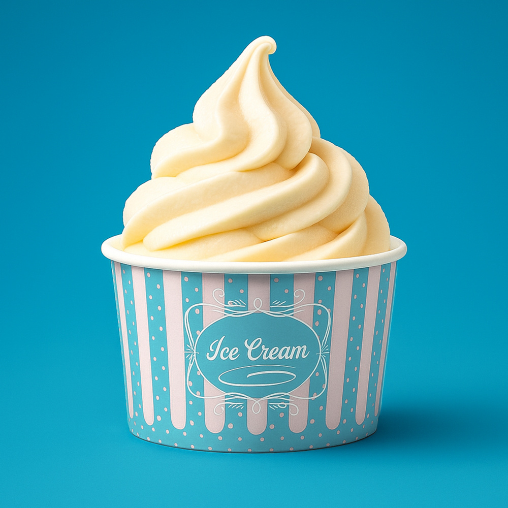 Cupă de înghețată din carton cu înghețată în ea