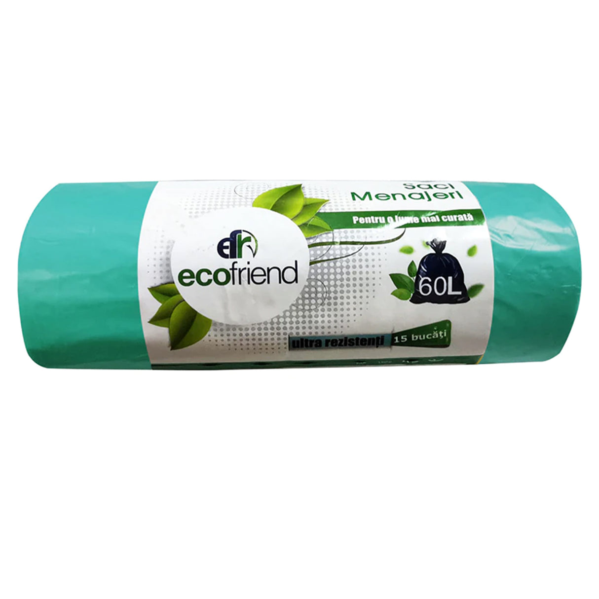 Saci menaj verde EcoFriend 60L, (15buc/rolă)